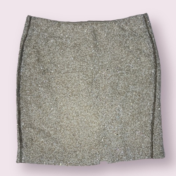 Vintage Beverly & Monika Cream Sequin Skirt Large - Picture 1 of 13